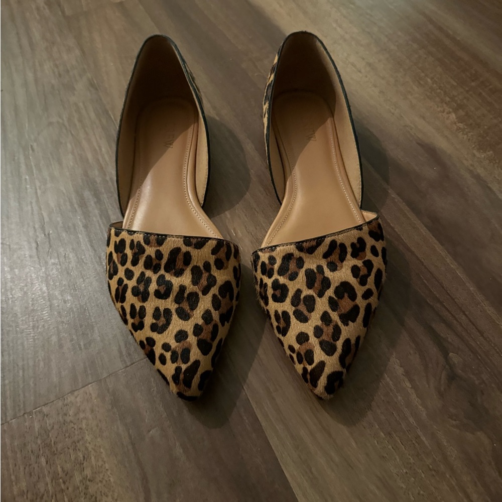 J Crew Leopard Print Calf Hair Flats